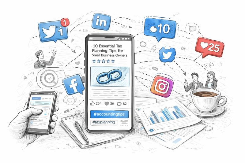 Link building for accountants using social media promotion to earn backlinks and engagement