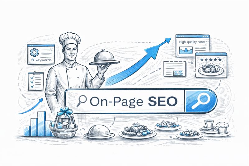 On-page SEO illustration explaining how to grow catering business online