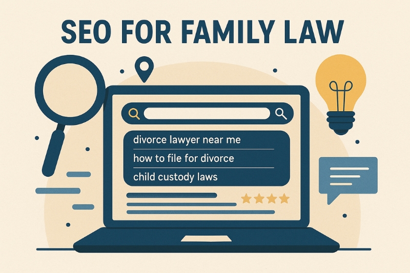 Content marketing for family law firms using SEO to build trust online.