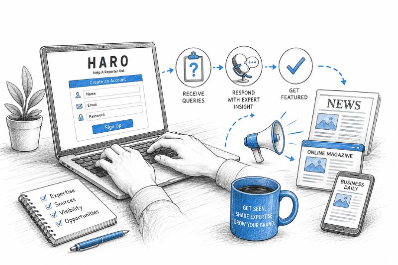 HARO sign-up page illustrating how journalists connect with expert sources to earn media mentions and backlinks.