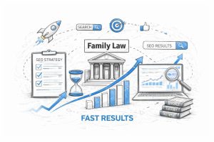 Fastest Way to See SEO Results for a Family Law Practice illustrated with growth chart