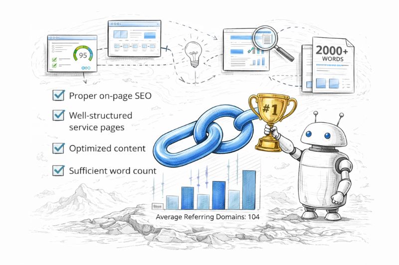 Link building for family law firms with strong SEO content, backlinks, and ranking growth illustration