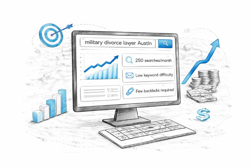 Link building for family law firms targeting low difficulty keywords and driving traffic growth