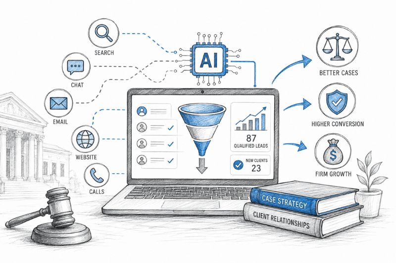 Illustration of how to measure AI leads for lawyers using AI search analytics