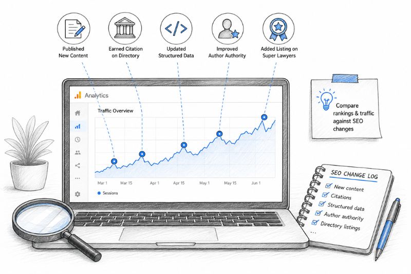 Illustration of how to measure AI leads for lawyers using traffic analytics
